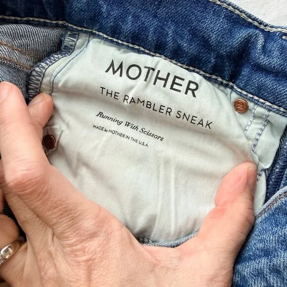 Mother Denim High-Waisted Straight-Leg Jeans sz 27 The Rambler Sneak - Picture 8 of 12